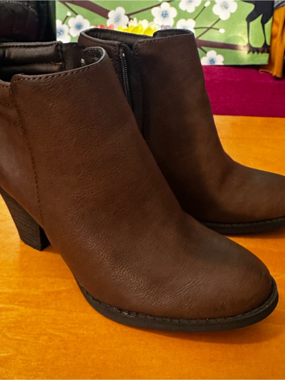 Classic Brown Women’s Ankle Booties - Sleek Side Zip Design